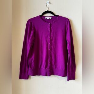 LOFT Vibrant Purple Magenta Women's Long Sleeve Button Down Cardigan
